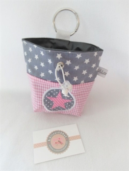 Preview: ♥ BUTTON STERN Vichy HUND LECKERLIBEUTEL KOTBEUTEL GÜRTELTASCHE VON LÜTTENTÜDDEL