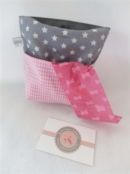 ♥ BUTTON STERN Vichy HUND LECKERLIBEUTEL KOTBEUTEL GÜRTELTASCHE VON LÜTTENTÜDDEL