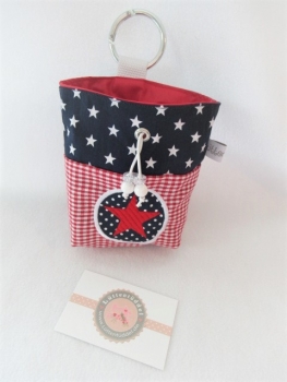 ♥ BUTTON STERN Vichy HUND LECKERLIBEUTEL KOTBEUTEL GÜRTELTASCHE VON LÜTTENTÜDDEL