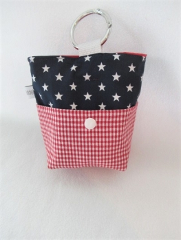 Preview: ♥ BUTTON STERN Vichy HUND LECKERLIBEUTEL KOTBEUTEL GÜRTELTASCHE VON LÜTTENTÜDDEL