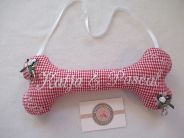 ♥ Ringkissen Knochen Wunschname Stickerei Hochzeit Hochzeitsknochen Just Married I Do