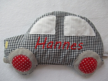 Preview: Auto Körnerkissen Wärmekissen Dinkel Wunschfarbe Wunschname Geburt Taufe Einschulung KITA Name von Lüttentüddel