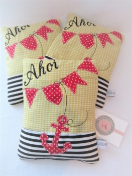 ♥ AHOI Anker Körnerkissen Wärmekissen Dinkel Wunschfarbe Wunschname