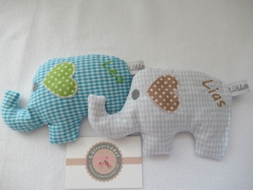 Preview: ♥zuckersüßer  Elefant  Wunschname Körnerkissen Wärmekissen Dinkel Lavendel von Lüttentüddel