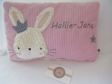 Preview: ★ 35x23 cm Kissen Geburt Hase  Mädchen Name ★ von Lüttentüddel