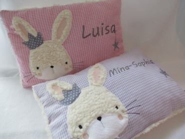 Preview: ★ 35x23 cm Kissen Geburt Hase  Mädchen Name ★ von Lüttentüddel