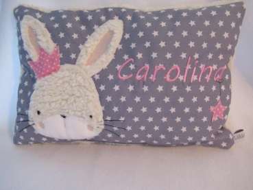 Preview: ★ 35x23 cm Sterne Kissen Geburt Hase  Mädchen Name ★ von Lüttentüddel