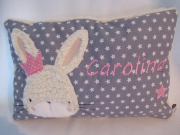 Preview: ★ 35x23 cm Sterne Kissen Geburt Hase  Mädchen Name ★ von Lüttentüddel