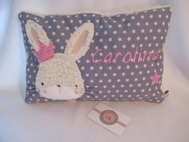 ★ 35x23 cm Sterne Kissen Geburt Hase  Mädchen Name ★ von Lüttentüddel