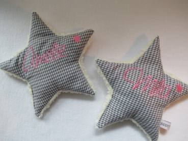 Stern Punkte Körnerkissen Wärmekissen Dinkel Wunschfarbe Name von Lüttentüddel