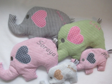 Preview: ♥zuckersüßer  Elefant  Wunschname Körnerkissen Wärmekissen Dinkel Lavendel von Lüttentüddel