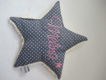 Preview: Stern Punkte Körnerkissen Wärmekissen Dinkel Wunschfarbe Name von Lüttentüddel