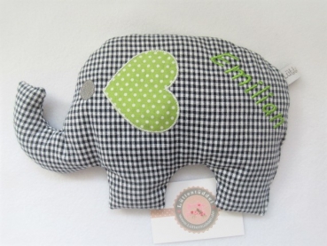 Preview: ♥zuckersüßer  Elefant  Wunschname Körnerkissen Wärmekissen Dinkel Lavendel von Lüttentüddel