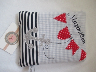 ♥ AHOI Anker Körnerkissen Wärmekissen Dinkel Wunschfarbe Wunschname