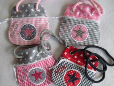 ★ Brustbeutel Stern Name ★ Kita Schule Viele Farben und Muster von Lüttentüddel