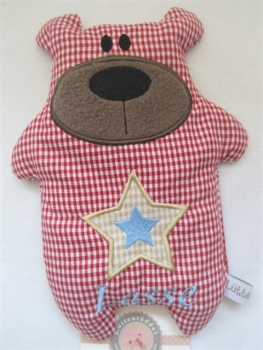 ♥ Knuddel Bär mit Stern Applikation Körnerkissen Wärmekissen Dinkel Wunschname