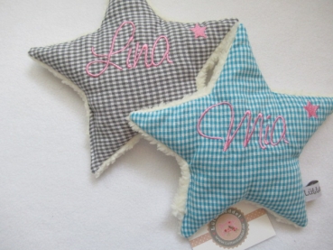 Stern Körnerkissen Wärmekissen Dinkel Wunschfarbe Name von Lüttentüddel