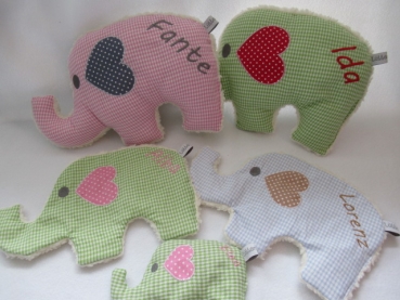 ♥ Baby Elefant  Wunschname Körnerkissen Wärmekissen Dinkel von Lüttentüddel