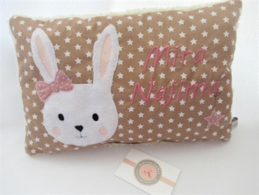 Preview: ★ 35x23 cm Kissen Geburt Hase Mädchen Name ★ von Lüttentüddel