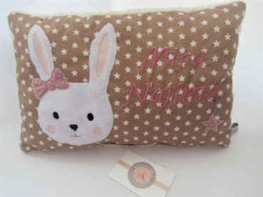 ★ 35x23 cm Kissen Geburt Hase Mädchen Name ★ von Lüttentüddel