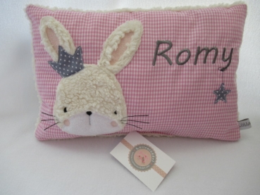 Preview: ★ 35x23 cm Kissen Geburt Hase Krone Mädchen Name ★ von Lüttentüddel
