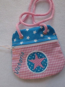 Preview: ★ Brustbeutel Stern Name ★ Kita Schule Viele Farben und Muster von Lüttentüddel