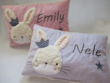 ★ 35x23 cm Kissen Geburt Hase Krone Mädchen Name ★ von Lüttentüddel