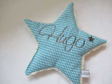 Preview: Stern Punkte Körnerkissen Wärmekissen Dinkel Wunschfarbe Name von Lüttentüddel