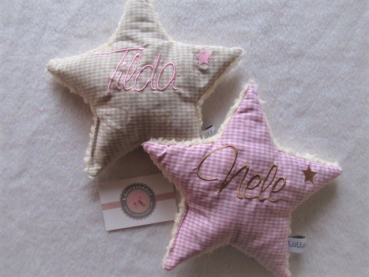 Preview: Stern Körnerkissen Wärmekissen Dinkel Wunschfarbe Name von Lüttentüddel