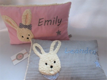Preview: ★ 35x23 cm Kissen Geburt Hase Junge Halstuch Name ★ von Lüttentüddel