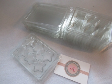 Preview: 10 Stück Sterne Clamshell Wachs Box mit 6-er Aufteilung Kerzen gießen Sojawachs Verpackung Lüttentüddel