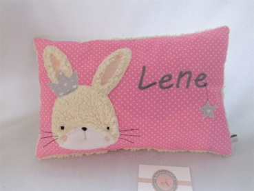 ★ 35x23 cm Punkte Kissen Geburt Hase Krone Mädchen Name ★ von Lüttentüddel