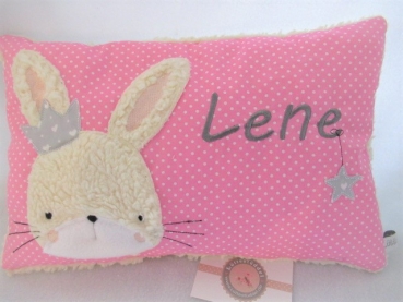 Preview: ★ 35x23 cm Punkte Kissen Geburt Hase Krone Mädchen Name ★ von Lüttentüddel