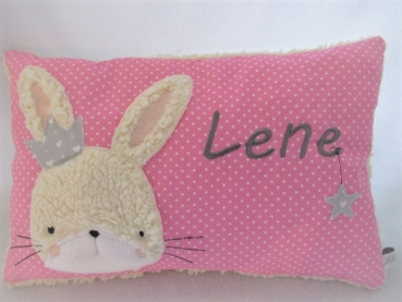 Preview: ★ 35x23 cm Punkte Kissen Geburt Hase Krone Mädchen Name ★ von Lüttentüddel