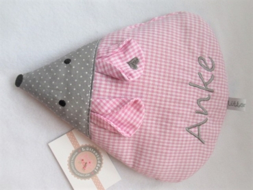 Preview: ♥ zauberhafte Maus Körnerkissen Wärmekissen Dinkel Wunschfarbe Name von Lüttentüddel