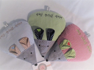 Preview: ♥ zauberhafte Maus Körnerkissen Wärmekissen Dinkel Wunschfarbe Name von Lüttentüddel