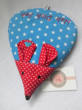 Preview: ♥ zauberhafte Sterne Punkte Maus Körnerkissen Wärmekissen Dinkel Wunschfarbe Name von Lüttentüddel