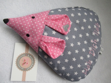 ♥ zauberhafte Sterne Punkte Maus Körnerkissen Wärmekissen Dinkel Wunschfarbe Name von Lüttentüddel