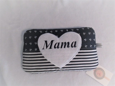 Preview: ★♥ Großes Körnerkissen Wärmekissen Anker Herz Dinkel Lavendel Streifen Wunschname ★ von Lüttentüddel