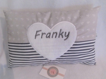 ★ 35x23 cm Kissen Geburt Taufe Geschenk Anker Streifen Herz Name ★ von Lüttentüddel