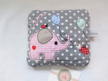 ♥ Körnerkissen Wunschname Wärmekissen Dinkel Lavendel Elefant von Lüttentüddel