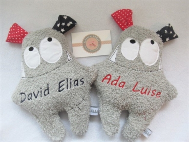 ♥  zauberhaftes Monster Körnerkissen Wärmekissen Lavendel Wunschname von Lüttentüddel