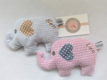 ♥ Baby Elefant  Wunschname Körnerkissen Wärmekissen Dinkel von Lüttentüddel