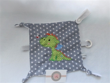 Preview: ★ ca. 35x25 cm Kissen kleiner süßer Drache Wunschname Geburt Taufe Einschulung Reisekissen  ★ von Lüttentüddel