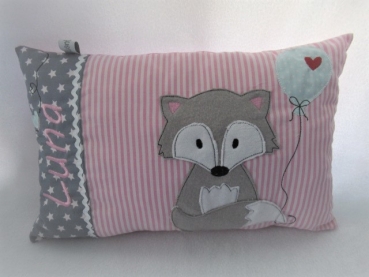 Preview: ★ ca. 35x25 cm Kissen Fuchs Wunschname Geburt Taufe Einschulung Reisekissen  ★ von Lüttentüddel