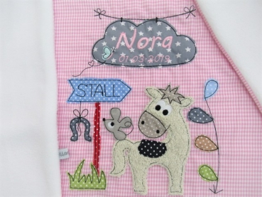 Preview: ★ ca. 35x25 cm Kissen Pferd Stall Wunschname Geburt Taufe Einschulung Reisekissen  ★ von Lüttentüddel