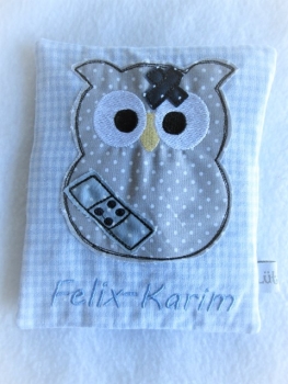 ♥ kleine Eule Beulentröster inkl. Kühl/Wärmepad Wunschname Geburt Taufe Einschulung  ★ von Lüttentüddel®