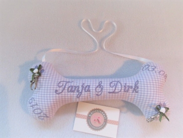 ♥ Ringkissen Knochen Wunschname Stickerei Hochzeit Hochzeitsknochen Just Married I Do Lüttentüddel