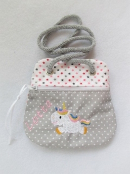 ★ Brustbeutel Einhorn Name ★ kleine Tasche Einschulung Kita Schule Badeanstalt Bus von Lüttentüddel