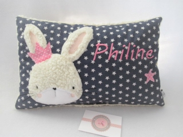 Preview: ★ 35x23 cm Sterne Kissen Geburt Hase  Mädchen Name ★ von Lüttentüddel